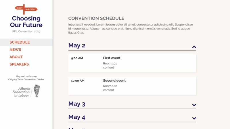 Convention website screen capture
