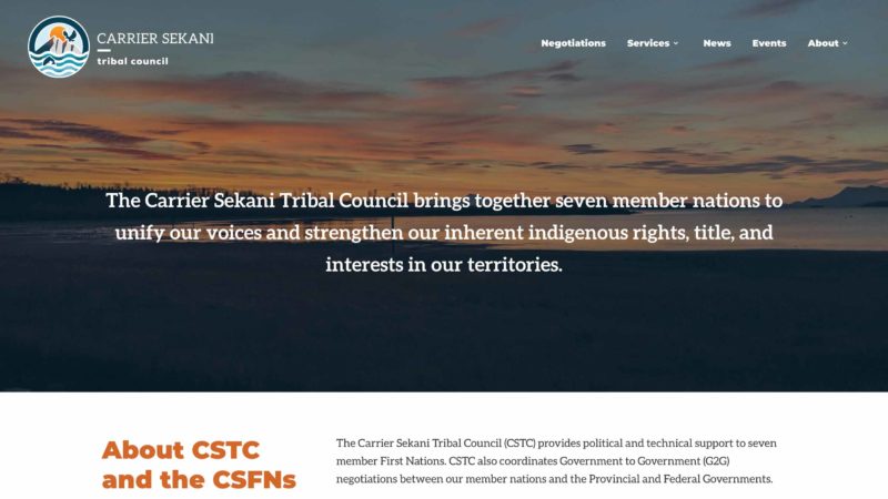 Carrier Sekani Tribal Council website screen capture