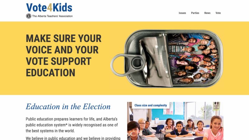 Vote for Kids Campaign website screen capture