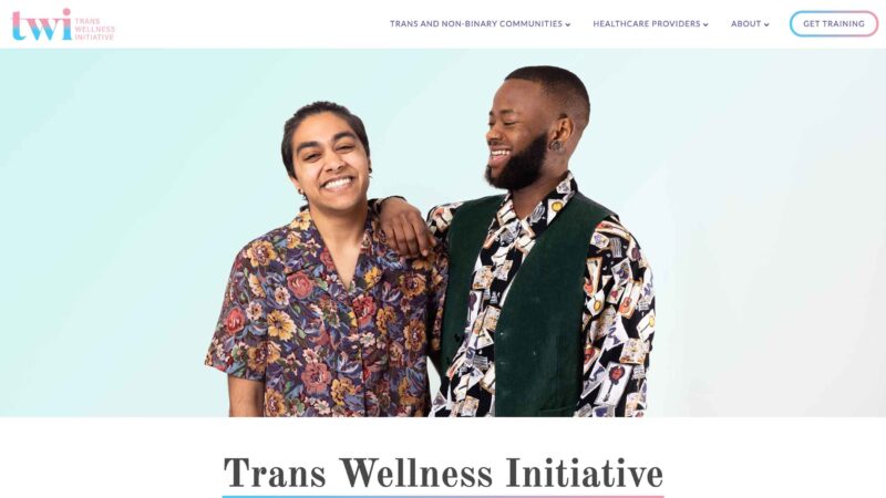 Trans Wellness Initiative website screen capture