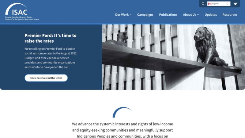 Income Security Advocacy Centre website screen capture