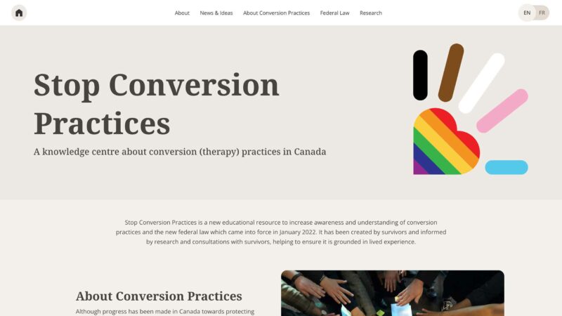 Stop Conversion Practices website screen capture