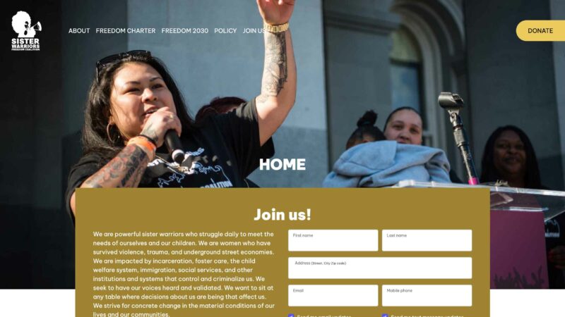 Sister Warriors Freedom Coalition website screen capture